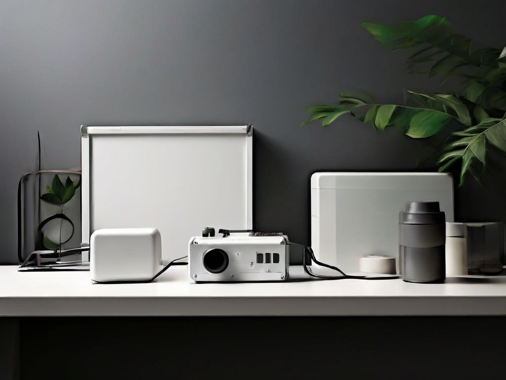 An audio recorder and blank storage blocks on a stone counter, representing organized digital documentation.