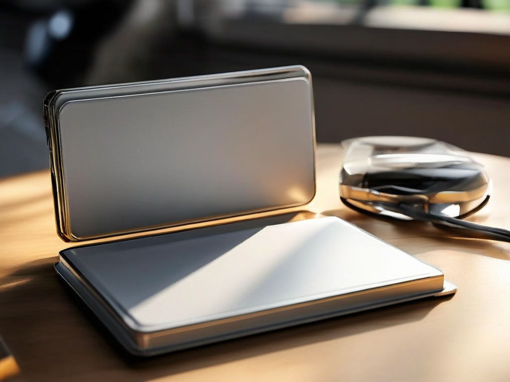 Blank divider cards in a compact tray on a brushed metal desk, morning light, organized storage metaphor.