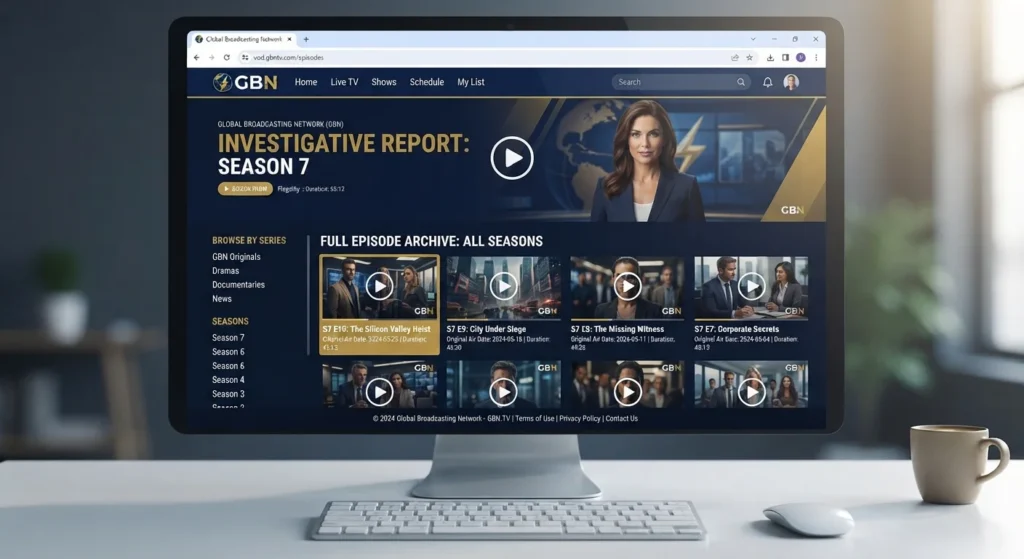 Desktop interface of an official TV network direct VOD replay portal.